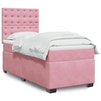 vidaXL Boxspring met matras fluweel roze 90x200 cm, boxspring, ledikant, bedframe, bed, boxspring bed, bedbodem, seniorenbed, senioren bed