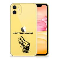 Apple iPhone 11 Silicone-hoesje Gun Don't Touch My Phone - thumbnail