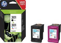 HP 301 originele zwarte/drie-kleuren inktcartridges, 2-pack - thumbnail