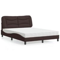 vidaXL Bed met matras stof donkerbruin 120x200 cm, bed, bed ombouw, stoffen bed, bedbodem, 2-persoons bed, gewelfd bedframe, gewelfd stoffen bedframe