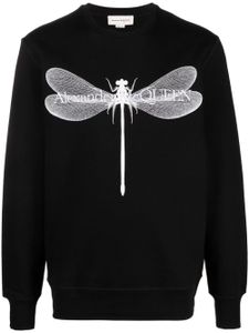 Alexander McQueen dragonfly-print cotton sweatshirt - Noir