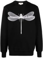 Alexander McQueen dragonfly-print cotton sweatshirt - Noir