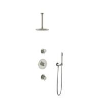 Hotbath Get Together doucheset met 2 stopkranen met 30 cm plafondbuis, 20 cm hoofddouche, geborsteld nikkel