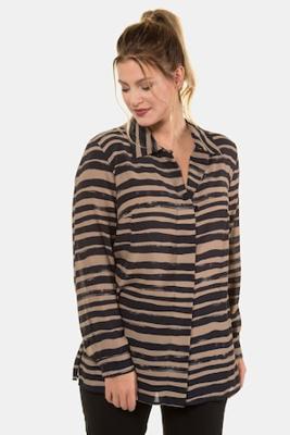 Ulla Popken Blouse, overhemdkraag, blinde knopenlijst - Grote Maten