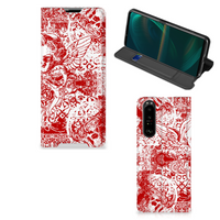 Mobiel BookCase Sony Xperia 5 III Angel Skull Rood