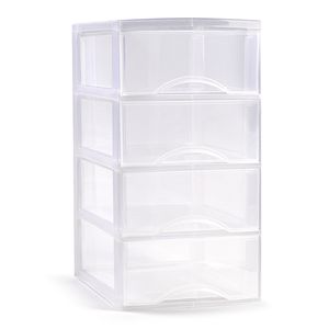 Plasticforte Ladeblokje/bureau organizer 4x lades - transparant? - L26 x B37 x H49 cm   -