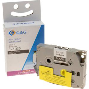 Labeltape G&G 15558 Compatibel vervangt Brother TZe-335 Tapekleur: Zwart Tekstkleur: Wit 12 mm 8 m