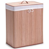 Dubbele luxe wasgoedmand van bamboe hout 52 x 32 x 63 cm   -