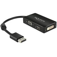 Delock 62656 adapterkabel DisplayPort 1.1 stekker > 1 x VGA + 1 x HDMI + 1 x DVI 24+1 zwart
