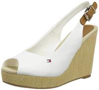 Tommy Hilfiger Iconic Elena Sling Back Wedge Peeptoe sandalen voor dames, wit ivory, 41 EU