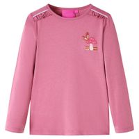 Kindershirt met lange mouwen paddenstoelenprint 92 frambozenkleurig