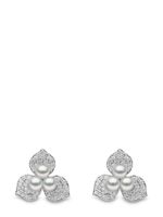 Yoko London boucles d'oreilles Petal en or blanc 18ct serties de perles et diamants - Argent - thumbnail