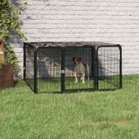 Hondenkennel 4 panelen 100x50 cm gepoedercoat staal zwart - thumbnail