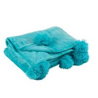 J-Line Plaid Pompom Azuur Blauw