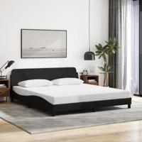vidaXL Bedframe met hoofdbord stof zwart 180x200 cm, bed, bed ombouw, stoffen bed, bedbodem, 2-persoons bed, gebogen bedframe