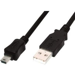 ASSMANN Electronic 1m USB 2.0 USB-kabel USB A Mini-USB B Zwart