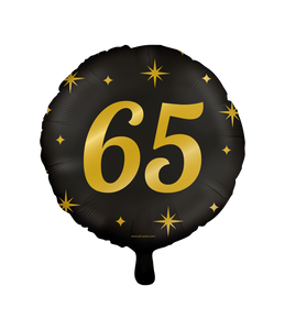 Classy Folieballon 65 Jaar Zwart/Goud (46cm)