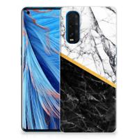 OPPO Find X2 TPU Siliconen Hoesje Marmer Wit Zwart - Origineel Cadeau Man