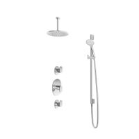 Hotbath Friendo Inbouw Regendoucheset Rond Met 2 Stopkranen, Plafondbuis 15cm, Hoofddouche 25cm, 3-Standen Handdouche En Glijstang Chroom - thumbnail