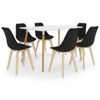 vidaXL 7-delige Eethoek zwart