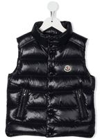 Moncler Enfant gilet matelassé à patch logo - Bleu - thumbnail