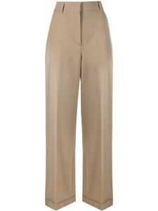 Kenzo pantalon en laine vierge à taille haute - Marron