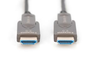 Digitus AK-330127-200-S HDMI-kabel HDMI Aansluitkabel HDMI-A-stekker 20 m Zwart 4K UHD, Afgeschermd (drievoudig), Flexibel, Afscherming totaal, Afgeschermd,