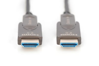 Digitus AK-330127-200-S HDMI-kabel HDMI Aansluitkabel HDMI-A-stekker 20 m Zwart 4K UHD, Afgeschermd (drievoudig), Flexibel, Afscherming totaal, Afgeschermd,