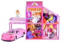 Viking Choice  Poppenhuis grote villa voor poppen 76 cm met roze sportauto & accessoires