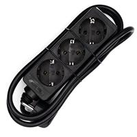 Vivanco 61153 Stekkerdoos, 3-voudig, zwart, geaard contact, 1 st.