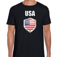 USA fun/ supporter t-shirt heren met Amerikaanse vlag in vlaggenschild 2XL  - - thumbnail