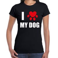 I love my dog / Ik hou van mijn hond - honden t-shirt zwart voor dames - thumbnail