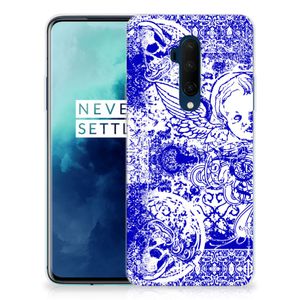 Silicone Back Case OnePlus 7T Pro Angel Skull Blauw