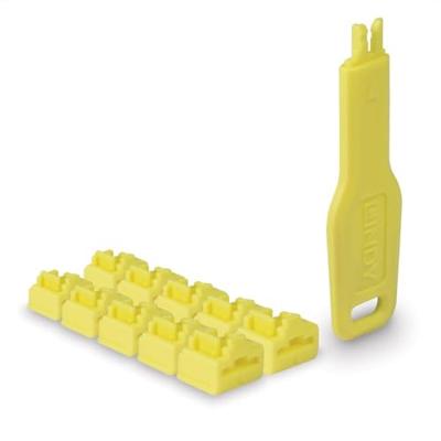 Lindy RJ45-poortsloten (10 stuks) met sleutel, geel