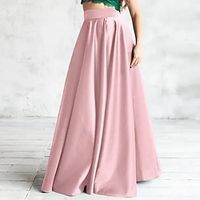 Dames Rok A-lijn Midi Polyester Zijde als satijn Roze Rood Groen Rokken Winter Met ruches Modieus Elegant Straat Dagelijks S M L Lightinthebox