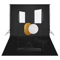 VidaXL Fotostudioset met softboxlampen, achtergrond en reflector