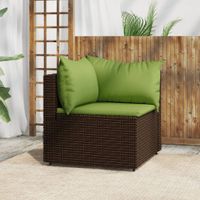 Tuinhoekbank met kussens poly rattan bruin - thumbnail