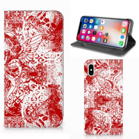 Mobiel BookCase Apple iPhone Xs Max Angel Skull Rood - thumbnail