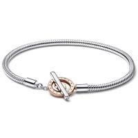 Pandora 582309C00 Armband Signature Two-Tone T-Bar zilver rose-en zilverkleurig - thumbnail