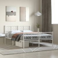 Bedframe met hoofd- en voeteneinde metaal wit 140x200 cm