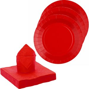 Santex 20x taart/gebak bordjes/25x servetten - rood