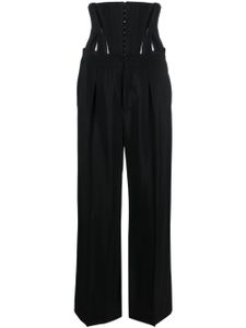 Mugler pantalon ample à empiècements corset - Noir