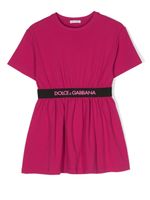 Dolce & Gabbana Kids robe à taille à logo - Rose