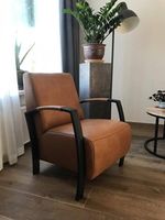 Leren fauteuil met stalen frame - bruin leer - Echt leer, Industrieel, ontdek de vele Leersoorten en Kleuren bij ShopX - thumbnail