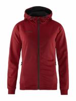 Craft ADV Unify FZ Hood Damestrui met capuchon, Rhubarb, gerecycled polyester, ergonomische pasvorm, capuchon met trekkoord, 2 zakken, capuchontrui voor dames, sweatjack voor dames