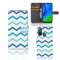 Huawei P Smart 2020 Telefoon Hoesje Zigzag Blauw - thumbnail