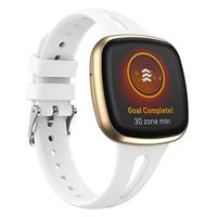 By Qubix - Compatible met Fitbit Versa 3 & 4 / Sense 1 & 2 - Sportbandje druppel design - Large - Wit - Compatible fitbit bandje