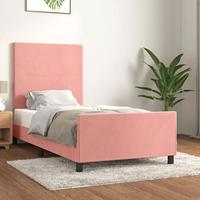 vidaXL Bedframe met hoofdeinde fluweel roze 80x200 cm, bed, ledikant, tweepersoonsbed, slaapmeubel, bedbodem, bedden, slaapmeubels, slaapmeubelen
