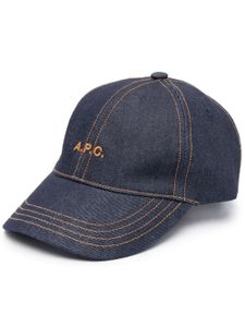 A.P.C. casquette à logo brodé - Bleu