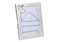 Gamberritos badcape 100 x 100 cm katoen wit/blauw